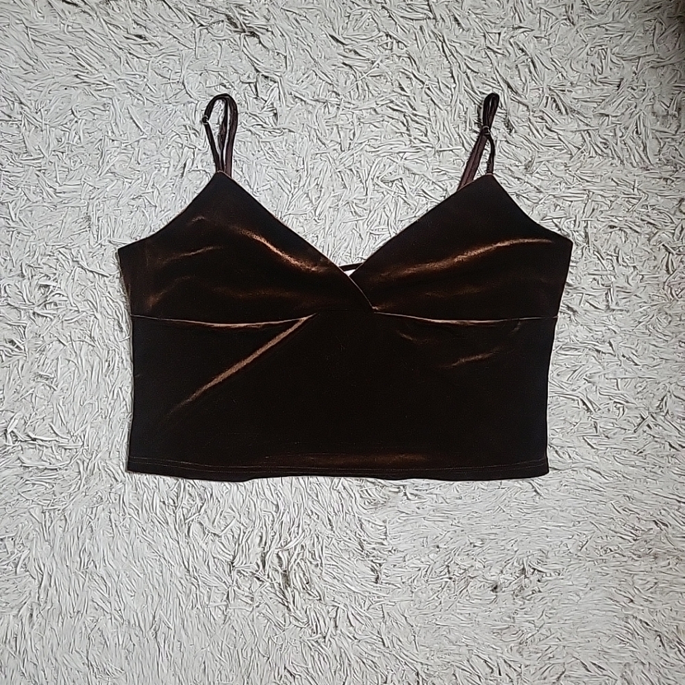 Vintage Y2K Victoria's Secret Cami Top Camisole Blouse Brown Velvet Velour XL
